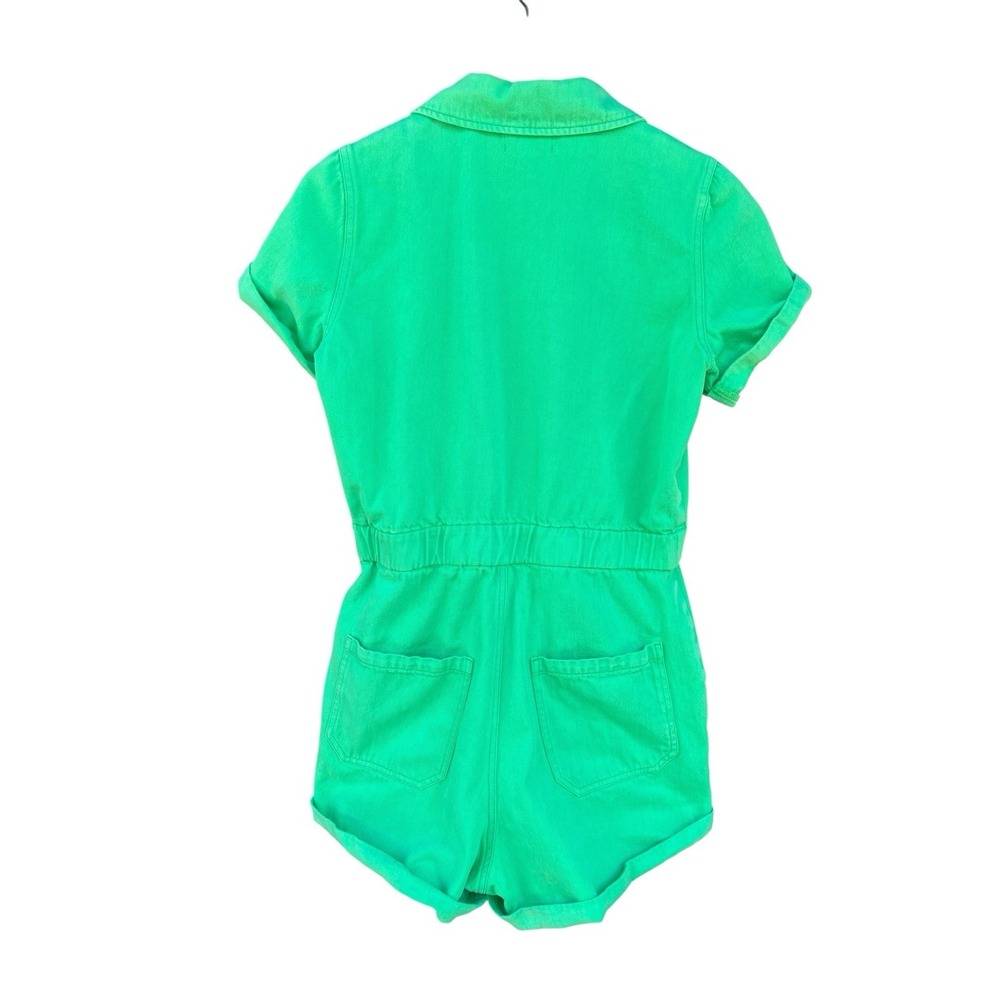 Show Me Your Mumu Cannon Romper Medium Green Denim Utility Shortall - Picture 7 of 9